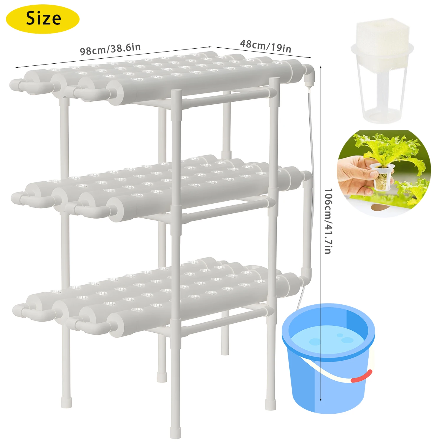 Hydroponic Kit - 3-poziomowy zestaw do hydroponiki, 108 miejsc,